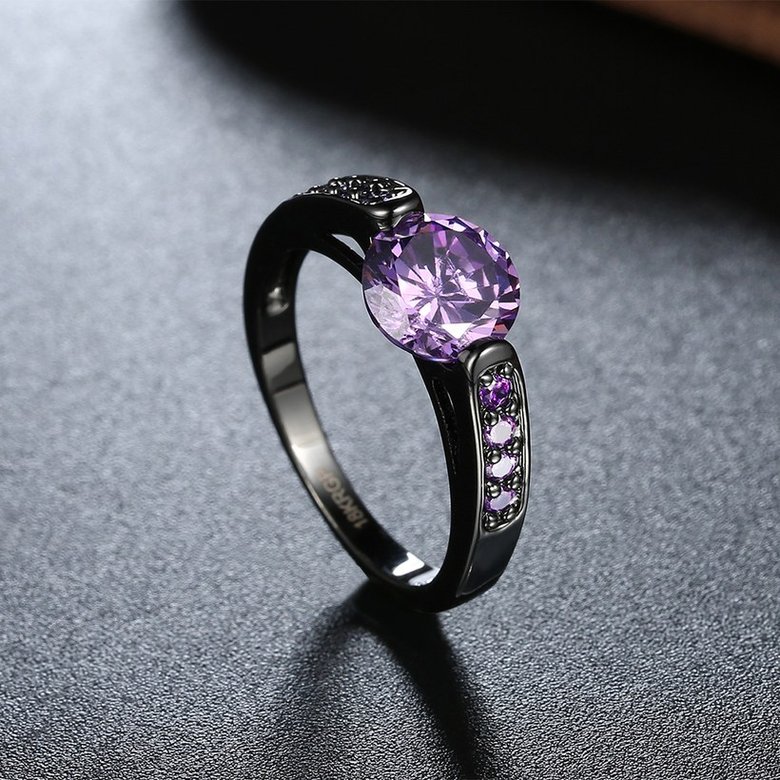 Wholesale Vintage Black Gold Filled purple Zircon Rings for Women Wedding Fashion Jewelry Engagement Ring TGCZR107 2