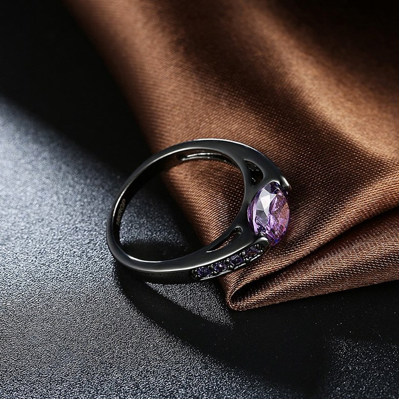 Wholesale Vintage Black Gold Filled purple Zircon Rings for Women Wedding Fashion Jewelry Engagement Ring TGCZR107 3