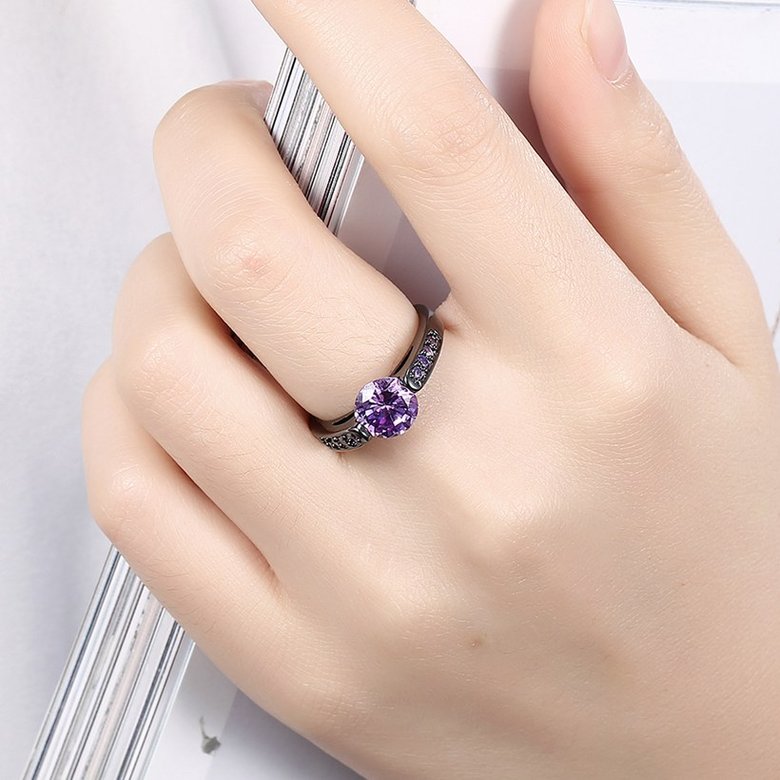Wholesale Vintage Black Gold Filled purple Zircon Rings for Women Wedding Fashion Jewelry Engagement Ring TGCZR107 4