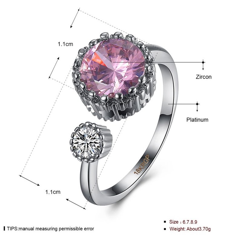 Wholesale New Arrival European Romantic Platinum Pink Zircon Crystal Women Ring  Fashion Wedding party jewelry TGCZR093 0