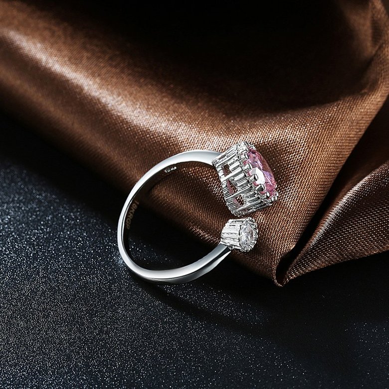 Wholesale New Arrival European Romantic Platinum Pink Zircon Crystal Women Ring  Fashion Wedding party jewelry TGCZR093 2