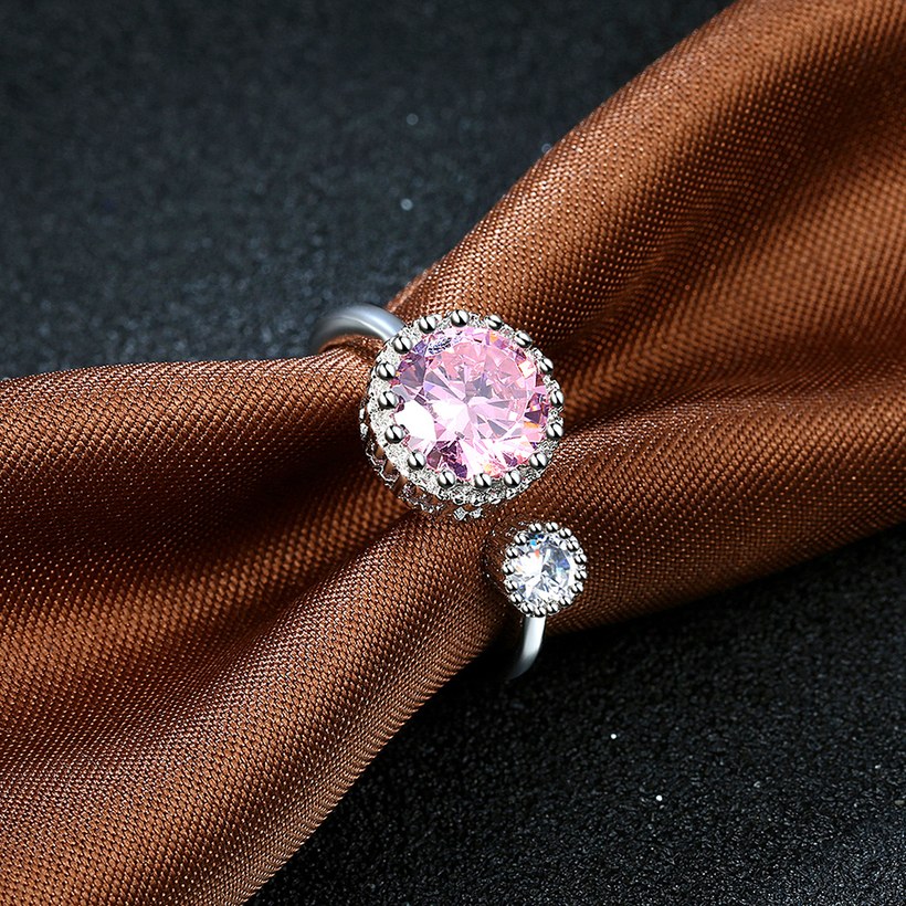 Wholesale New Arrival European Romantic Platinum Pink Zircon Crystal Women Ring  Fashion Wedding party jewelry TGCZR093 3