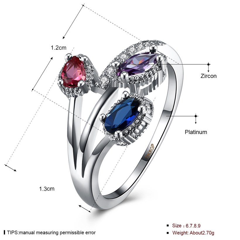 Wholesale Fashion Romantic Platinum Ring Trendy three color Water Drop Oval CZ rings for Party Wedding Gift TGCZR100 0