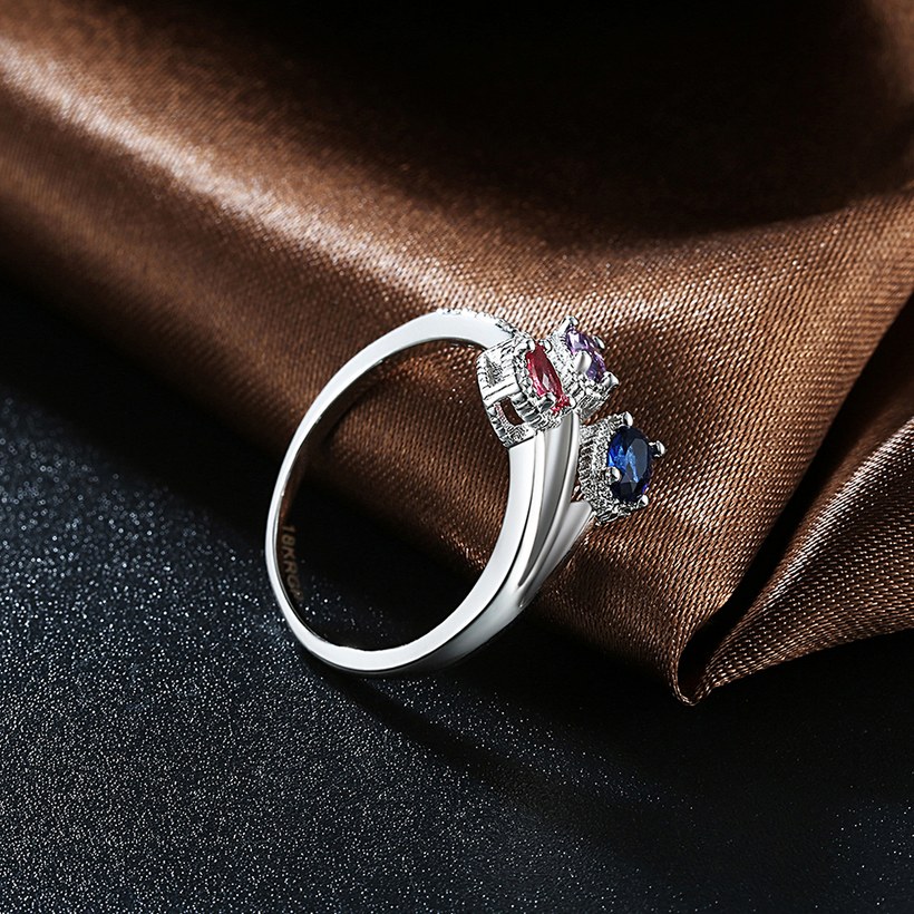 Wholesale Fashion Romantic Platinum Ring Trendy three color Water Drop Oval CZ rings for Party Wedding Gift TGCZR100 2