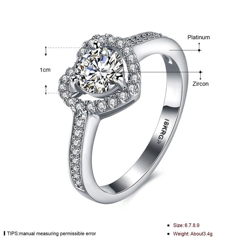 Wholesale Romantic Platinum Love Heart Rings Cubic Zircon Finger Ring for Women Wedding Engagement Crystal Jewelry Gift TGCZR399 1