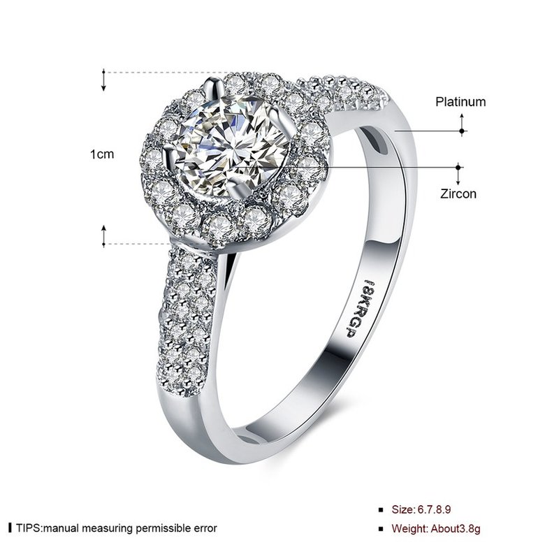 Wholesale Romantic fashion hot sell jewelry from China super shiny zircon platinum wedding party rings for women gift TGCZR420 1