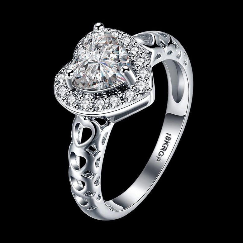 Wholesale Romantic Platinum heart shape White CZ Ring For Women Setting Elegant wedding Valentine's Day Gift For Women Hot Selling TGCZR023 0