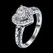 Wholesale Romantic Platinum heart shape White CZ Ring For Women Setting Elegant wedding Valentine's Day Gift For Women Hot Selling TGCZR023 0 small