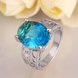 Wholesale Classic Platinum Ring Oval blue Zircon Women Ring Gorgeous Wedding Anniversary Birthday Gift for Wife/Mother/Grandmother TGCZR340 0 small