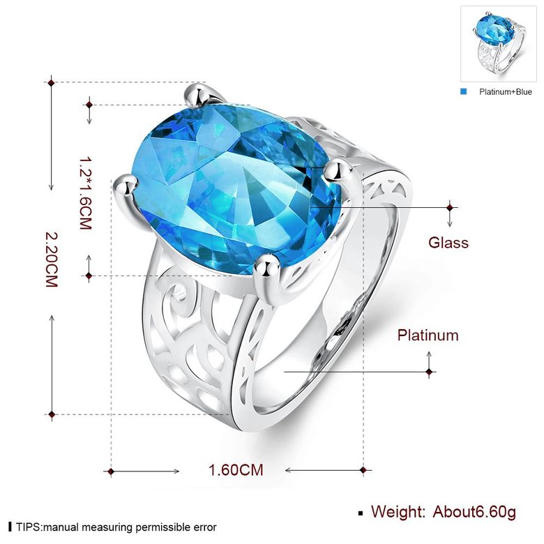 Wholesale Classic Platinum Ring Oval blue Zircon Women Ring Gorgeous Wedding Anniversary Birthday Gift for Wife/Mother/Grandmother TGCZR340 2