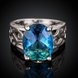 Wholesale Classic Platinum Ring Oval blue Zircon Women Ring Gorgeous Wedding Anniversary Birthday Gift for Wife/Mother/Grandmother TGCZR340 3 small