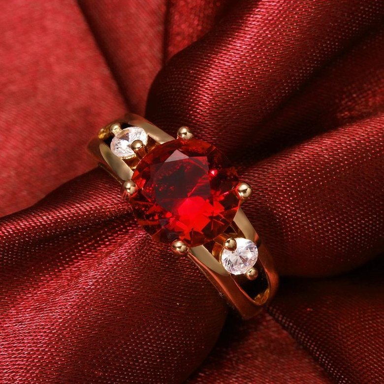 Wholesale Fashion gold ring Charm red Round cz zircon Jewelry Luxury Gold jewelry wholesale 18K Finger Rings For women wedding jewelry TGCZR431 1