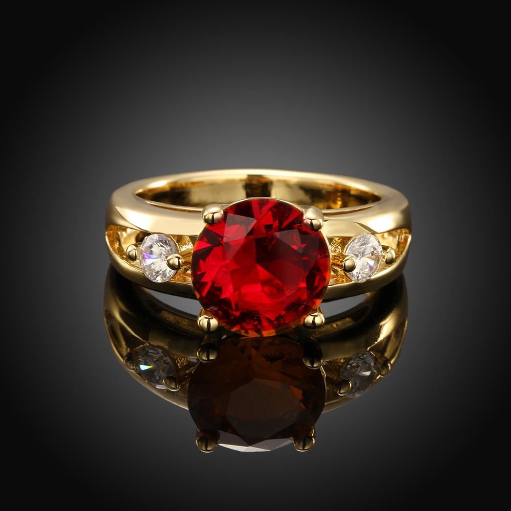 Wholesale Fashion gold ring Charm red Round cz zircon Jewelry Luxury Gold jewelry wholesale 18K Finger Rings For women wedding jewelry TGCZR431 3