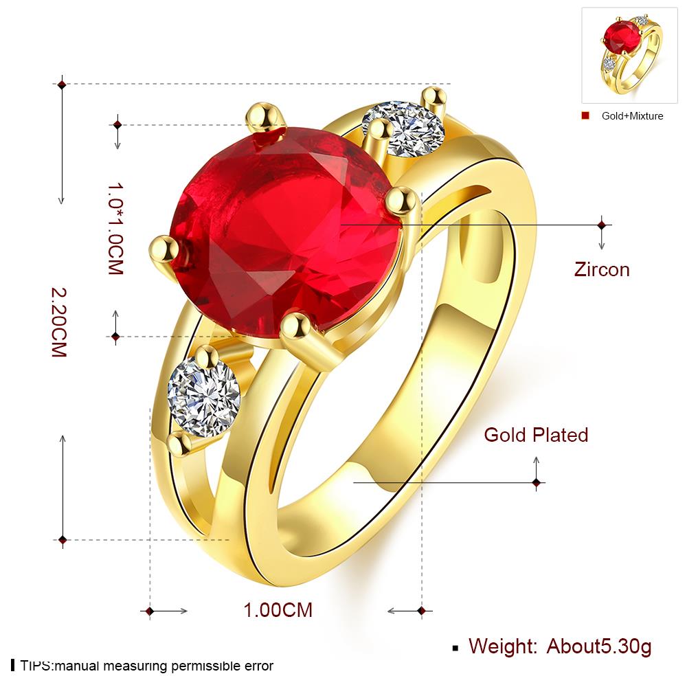 Wholesale Fashion gold ring Charm red Round cz zircon Jewelry Luxury Gold jewelry wholesale 18K Finger Rings For women wedding jewelry TGCZR431 4