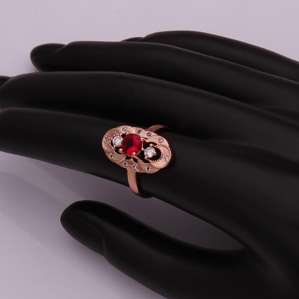 Wholesale Vintage Big Hollow Flower Rings rose Gold red Color oval Zircon Rings For Women wedding party Jewelry TGCZR436 1