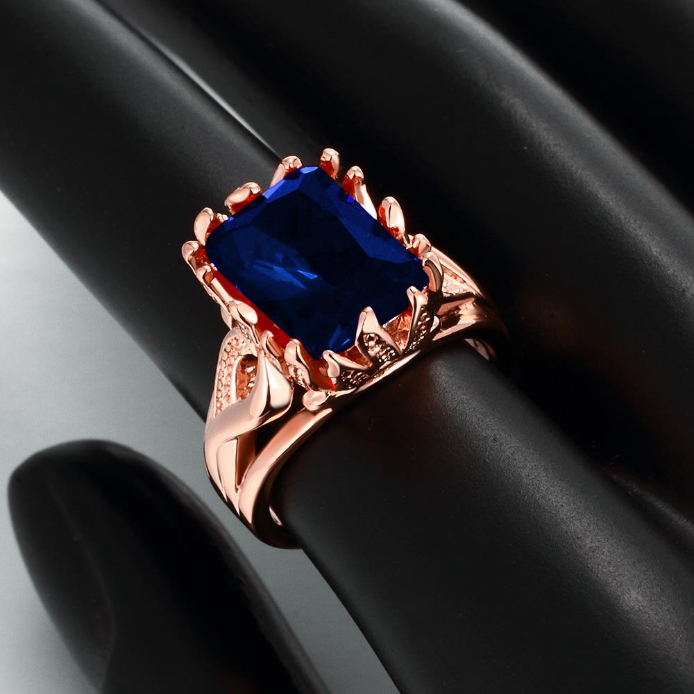 Wholesale wedding rings Classic rose gold big blue Cubic Zirconia Luxury Ladies Party engagement jewelry Mother's Gift TGCZR062 4