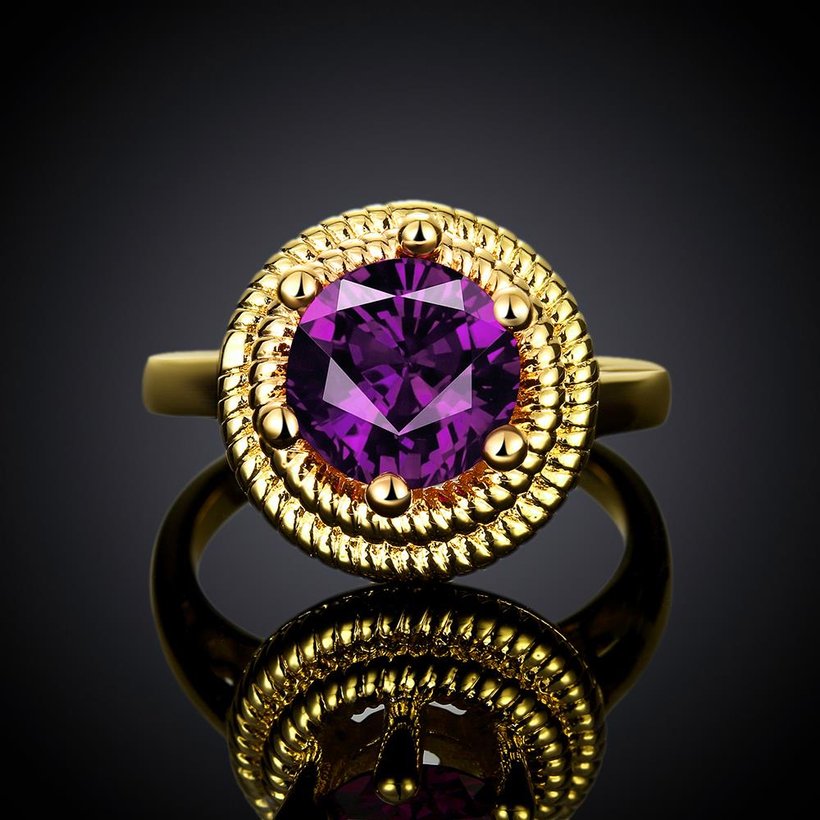 Wholesale wedding rings Classic Gold Plated purple Zirconia nobility Luxury Ladies Party engagement jewelry Best Mother's Gift TGCZR064 0