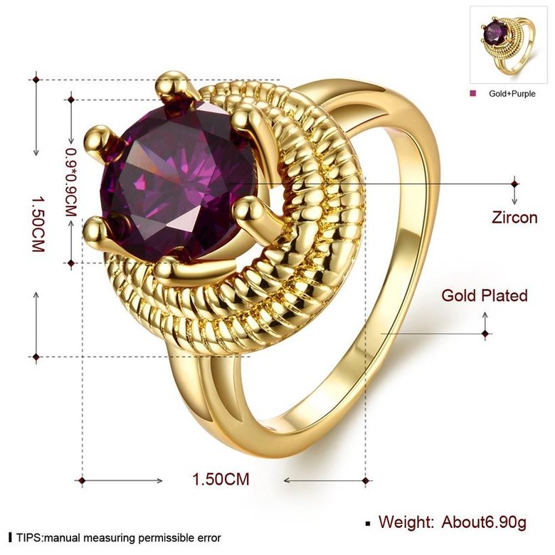 Wholesale wedding rings Classic Gold Plated purple Zirconia nobility Luxury Ladies Party engagement jewelry Best Mother's Gift TGCZR064 3