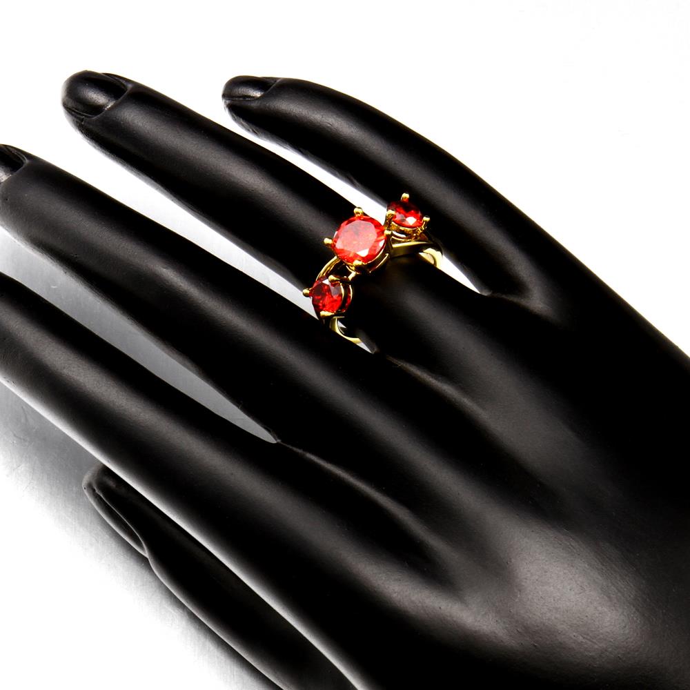 Wholesale Classic 24K Gold Round red CZ Ring Luxury Ladies Party engagement wedding jewelry Best Mother's Gift TGCZR081 2