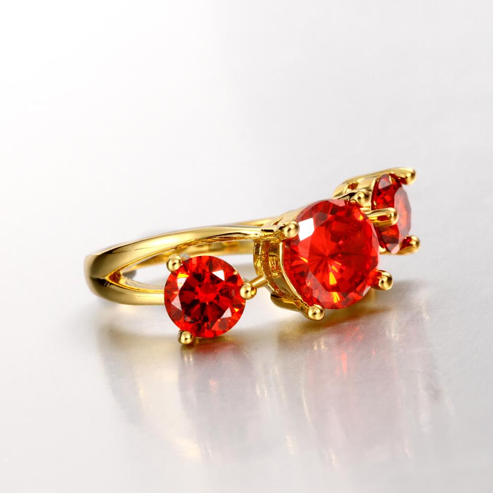 Wholesale Classic 24K Gold Round red CZ Ring Luxury Ladies Party engagement wedding jewelry Best Mother's Gift TGCZR081 3