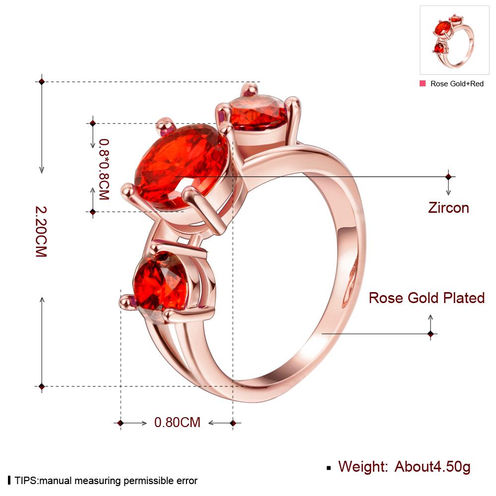 Wholesale Classic Rose Gold Round red CZ Ring Luxury Ladies Party engagement wedding jewelry Best Mother's Gift TGCZR083 0