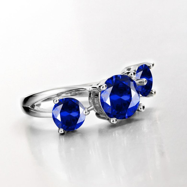 Wholesale Classic Platinum Round blue CZ Ring Luxury Ladies Party engagement wedding jewelry Best Mother's Gift TGCZR085 0
