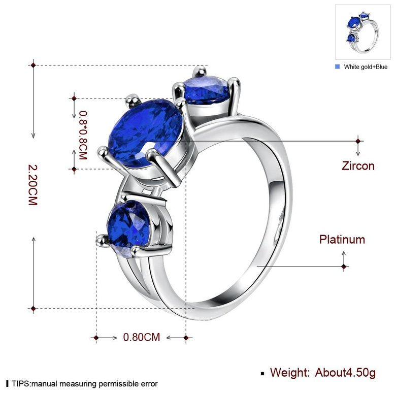 Wholesale Classic Platinum Round blue CZ Ring Luxury Ladies Party engagement wedding jewelry Best Mother's Gift TGCZR085 3