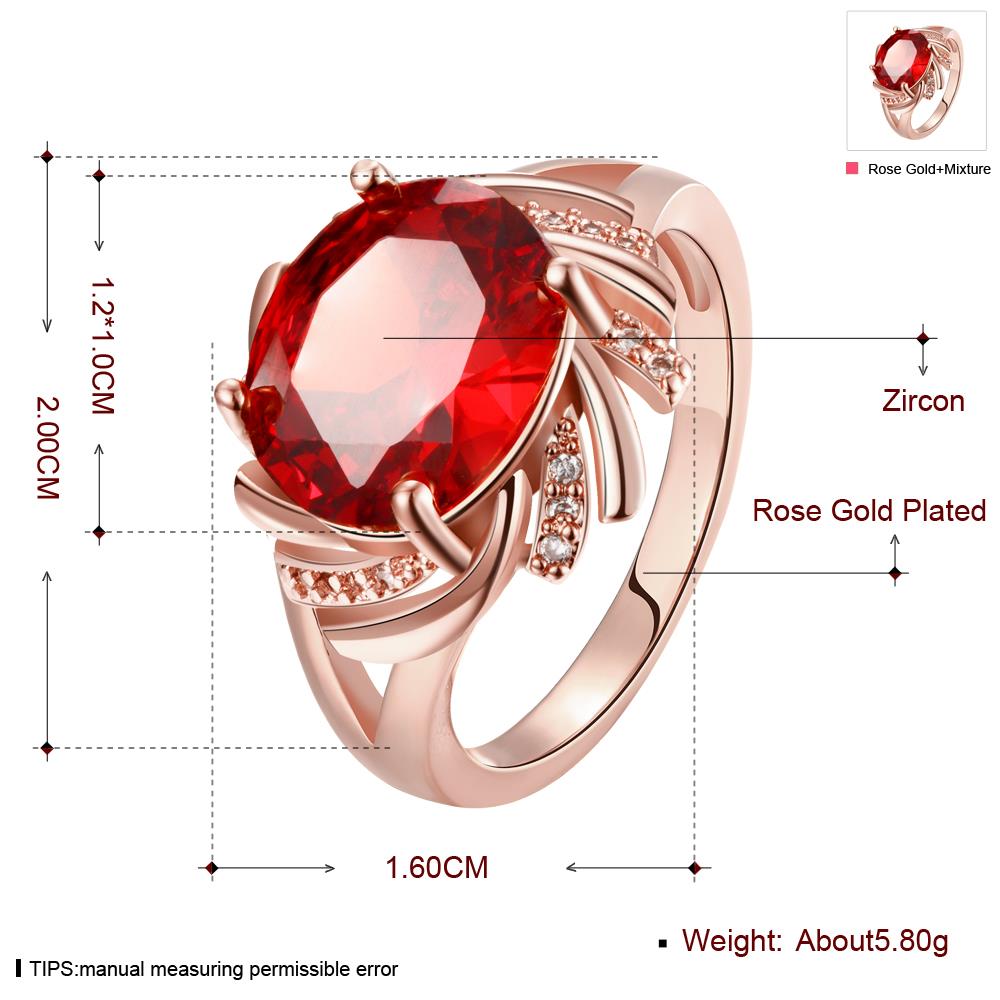 Wholesale Classic Rose Gold Round red CZ Ring red Luxury Ladies Party engagement jewelry Best Mother's Gift  TGCZR016 0