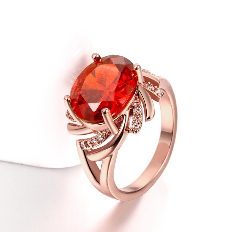 Wholesale Classic Rose Gold Round red CZ Ring red Luxury Ladies Party engagement jewelry Best Mother's Gift  TGCZR016 4