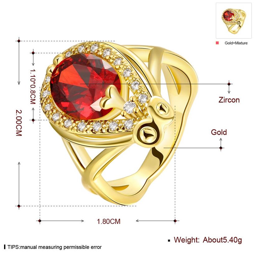 Wholesale Hot selling Red Ruby round Gemstone Wedding zircon Ring For Women Bridal Fine Jewelry Engagement 24k Gold Ring TGCZR243 0