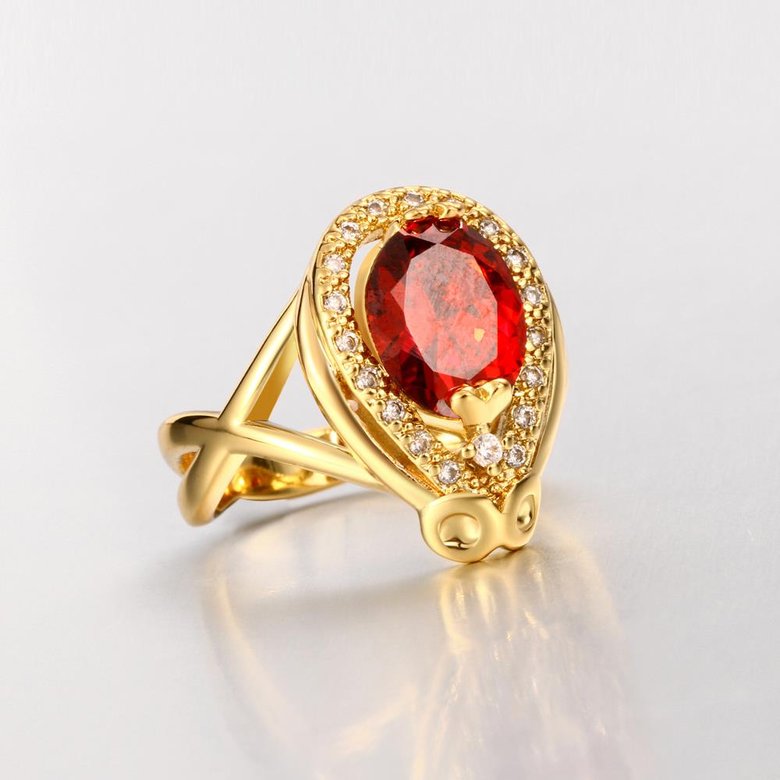 Wholesale Hot selling Red Ruby round Gemstone Wedding zircon Ring For Women Bridal Fine Jewelry Engagement 24k Gold Ring TGCZR243 3