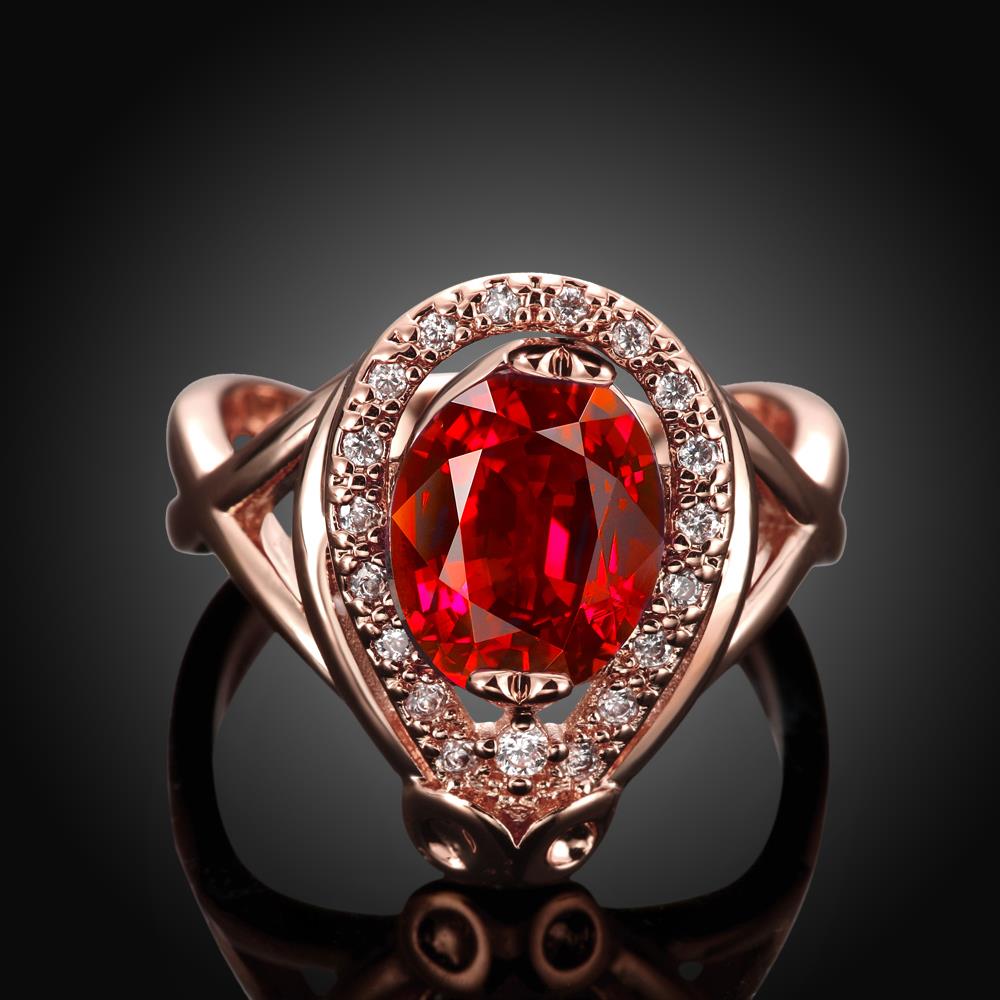 Wholesale Classic Hot selling Red Ruby round Gemstone Wedding Ring For Women Bridal Fine Jewelry Engagement Rose Gold Ring TGCZR247 1