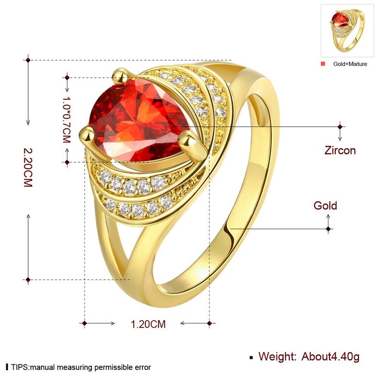 Wholesale Classic Hot selling Red Ruby water drop Gemstone Wedding Ring For Women Bridal Fine Jewelry Engagement 24k Gold Ring TGCZR255 0