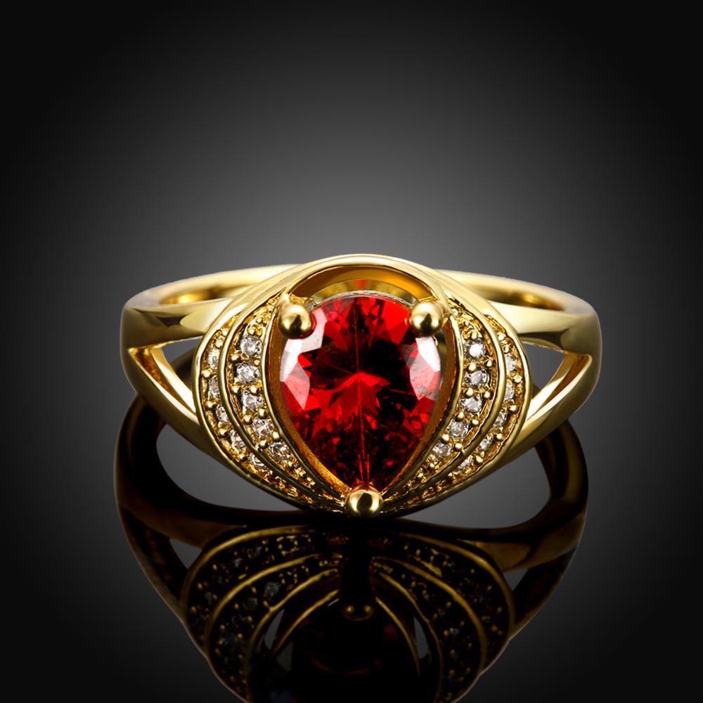 Wholesale Classic Hot selling Red Ruby water drop Gemstone Wedding Ring For Women Bridal Fine Jewelry Engagement 24k Gold Ring TGCZR255 1