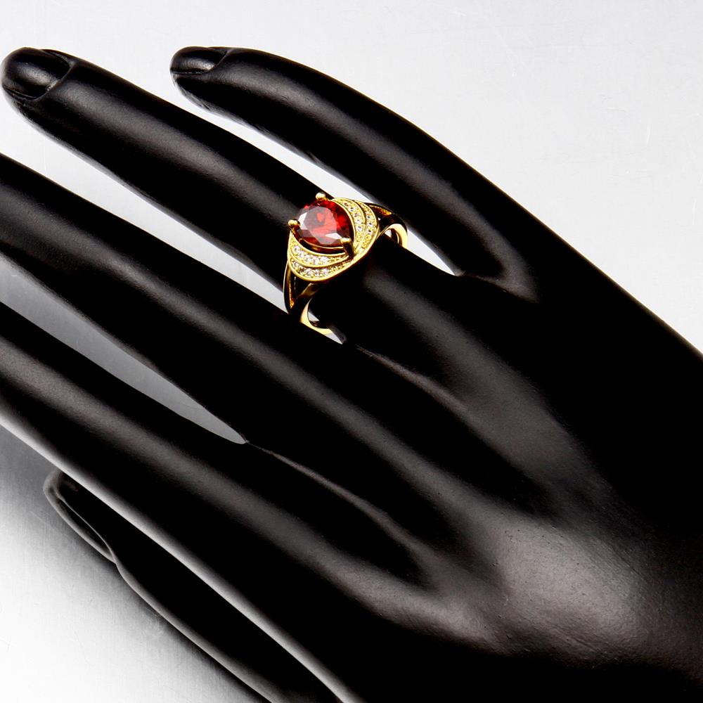 Wholesale Classic Hot selling Red Ruby water drop Gemstone Wedding Ring For Women Bridal Fine Jewelry Engagement 24k Gold Ring TGCZR255 2