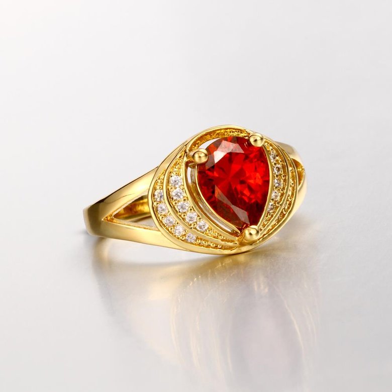 Wholesale Classic Hot selling Red Ruby water drop Gemstone Wedding Ring For Women Bridal Fine Jewelry Engagement 24k Gold Ring TGCZR255 3