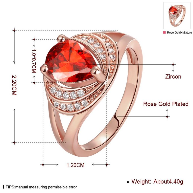 Wholesale Classic Hot selling Red Ruby water drop Gemstone Wedding Ring For Women Bridal Fine Jewelry Engagement Rose Gold Ring TGCZR259 0