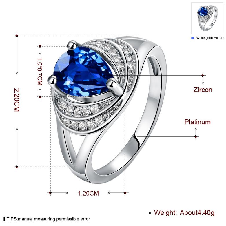 Wholesale Classic Hot selling blue water drop Gemstone Wedding Ring For Women Bridal Fine Jewelry Engagement platinum Ring TGCZR263 0