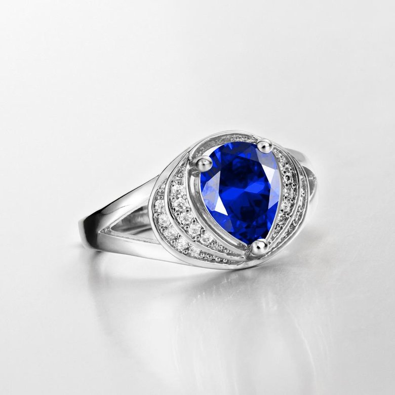 Wholesale Classic Hot selling blue water drop Gemstone Wedding Ring For Women Bridal Fine Jewelry Engagement platinum Ring TGCZR263 2
