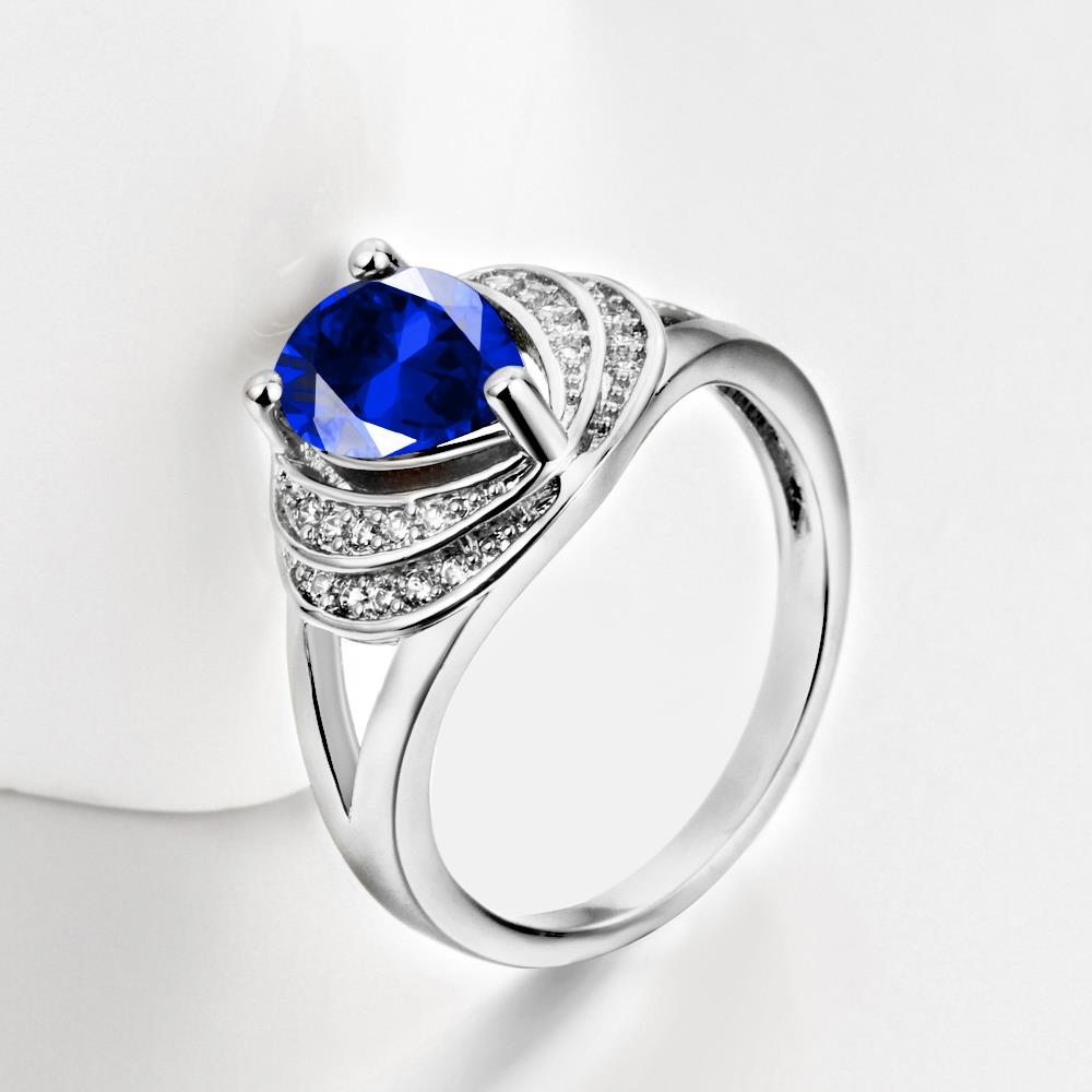 Wholesale Classic Hot selling blue water drop Gemstone Wedding Ring For Women Bridal Fine Jewelry Engagement platinum Ring TGCZR263 3