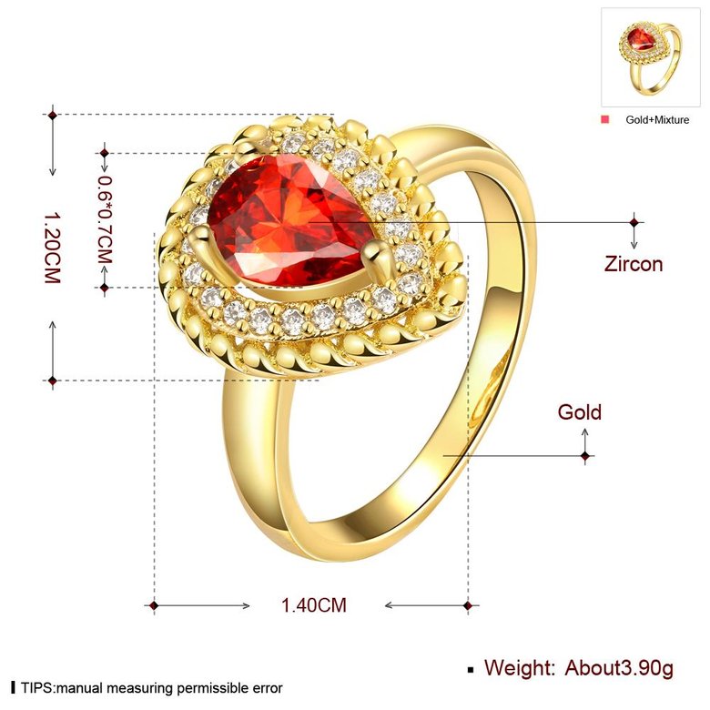 Wholesale Classic Hot selling Red Ruby water drop Gemstone Wedding Ring For Women Bridal Fine Jewelry Engagement 24K Gold Ring TGCZR267 0