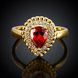 Wholesale Classic Hot selling Red Ruby water drop Gemstone Wedding Ring For Women Bridal Fine Jewelry Engagement 24K Gold Ring TGCZR267 1 small