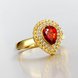 Wholesale Classic Hot selling Red Ruby water drop Gemstone Wedding Ring For Women Bridal Fine Jewelry Engagement 24K Gold Ring TGCZR267 3 small