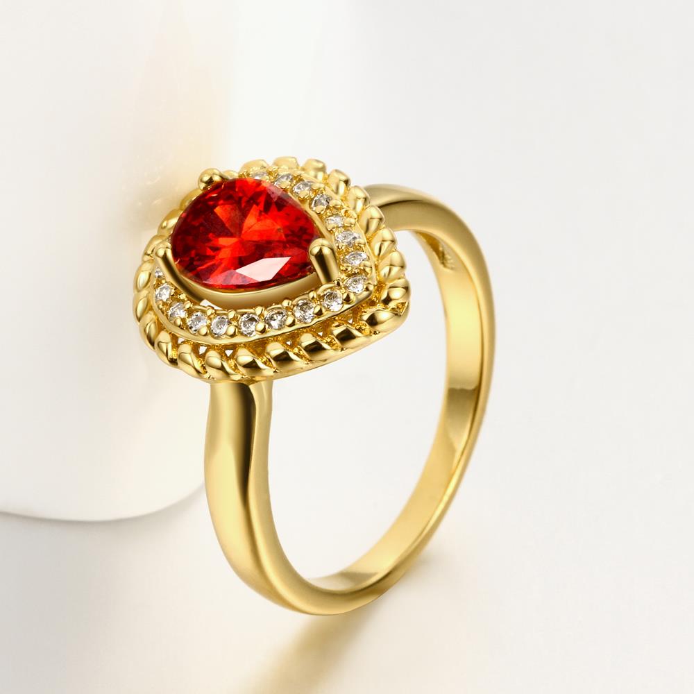 Wholesale Classic Hot selling Red Ruby water drop Gemstone Wedding Ring For Women Bridal Fine Jewelry Engagement 24K Gold Ring TGCZR267 4