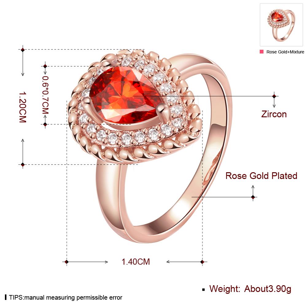 Wholesale Classic Hot selling Red Ruby water drop Gemstone Wedding Ring For Women Bridal Fine Jewelry Engagement Rose Gold Ring TGCZR270 0