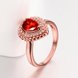 Wholesale Classic Hot selling Red Ruby water drop Gemstone Wedding Ring For Women Bridal Fine Jewelry Engagement Rose Gold Ring TGCZR270 4 small
