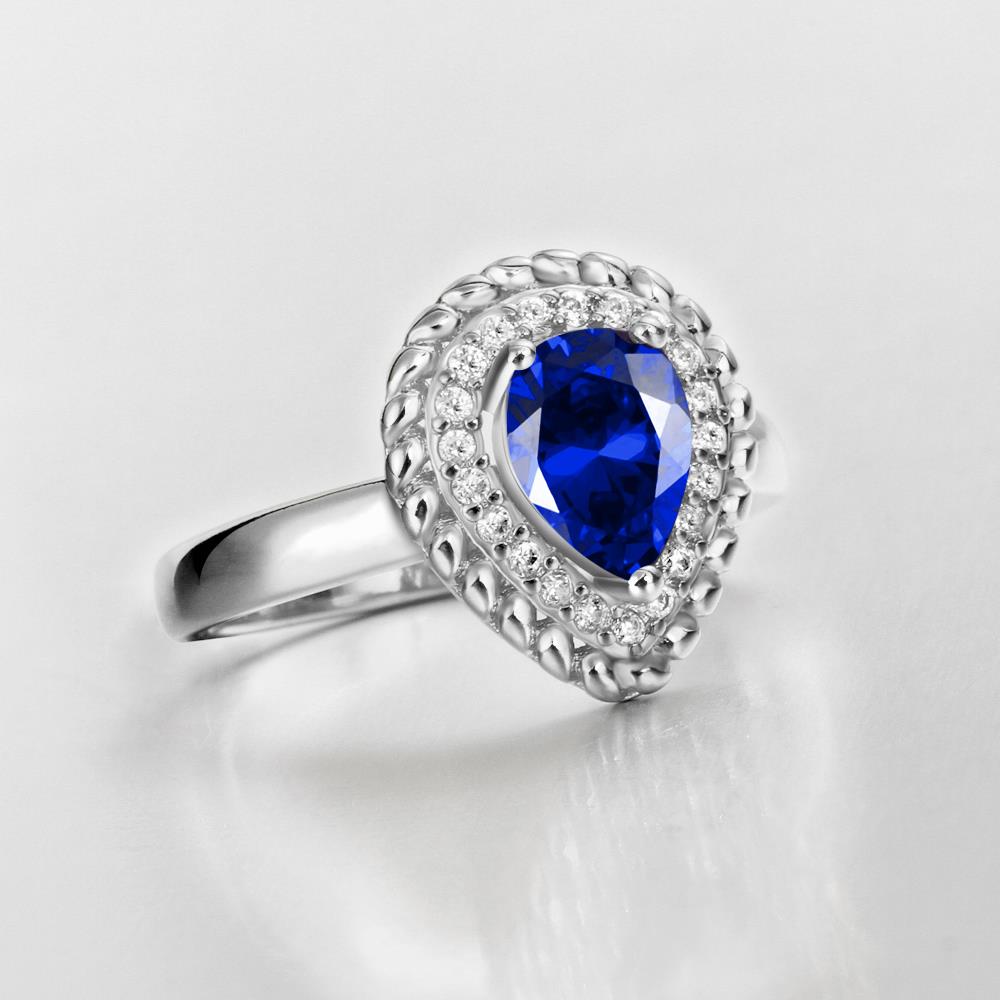 Wholesale Classic Hot selling blue water drop Gemstone Wedding Ring For Women Bridal Fine Jewelry Engagement platinum Ring TGCZR274 0