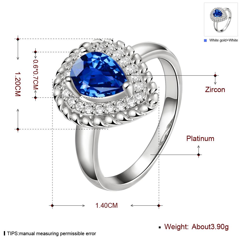 Wholesale Classic Hot selling blue water drop Gemstone Wedding Ring For Women Bridal Fine Jewelry Engagement platinum Ring TGCZR274 1