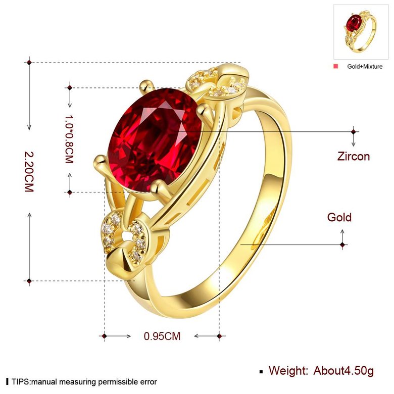 Wholesale Romantic 24k gold Court style Ruby Luxurious Classic Engagement Ring wedding party Ring For Women TGCZR278 0