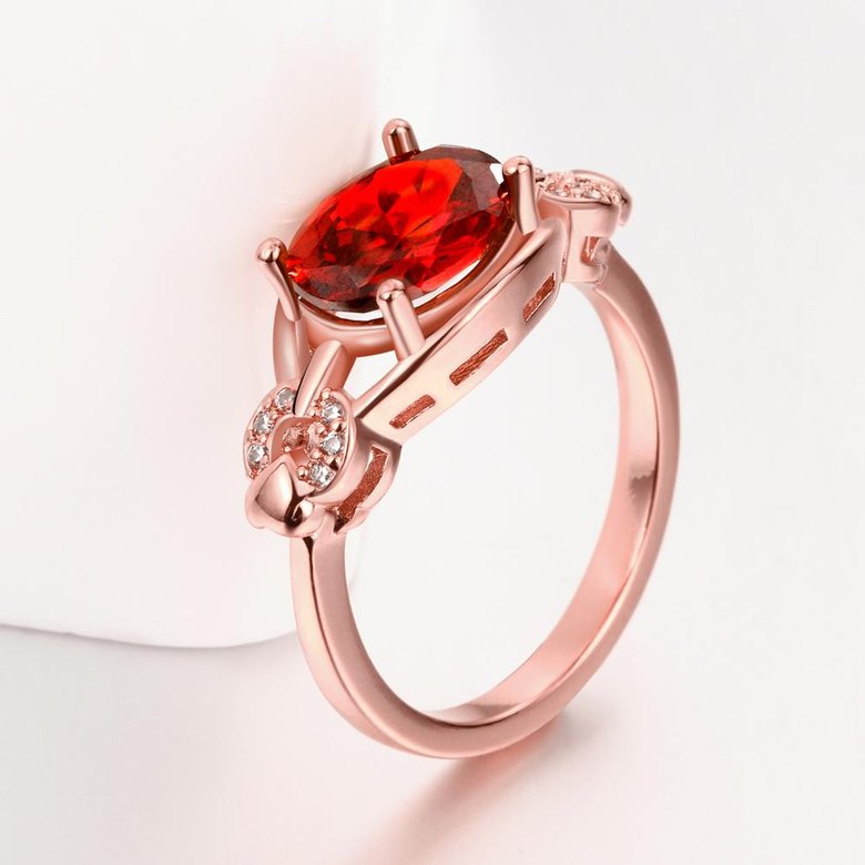 Wholesale Romantic rose gold Court style Ruby Luxurious Classic Engagement Ring wedding party Ring For Women TGCZR282 4